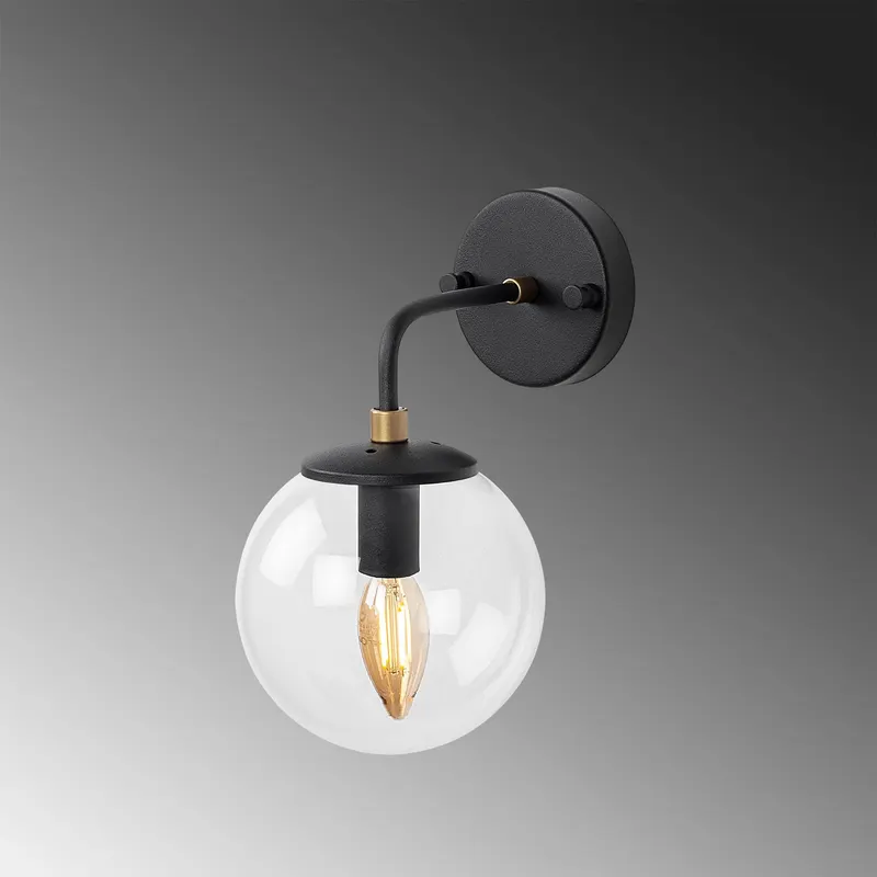 Aplică de perete Horn - 12218, Negru - Auriu, 10x10x91 cm - Negru - Auriu