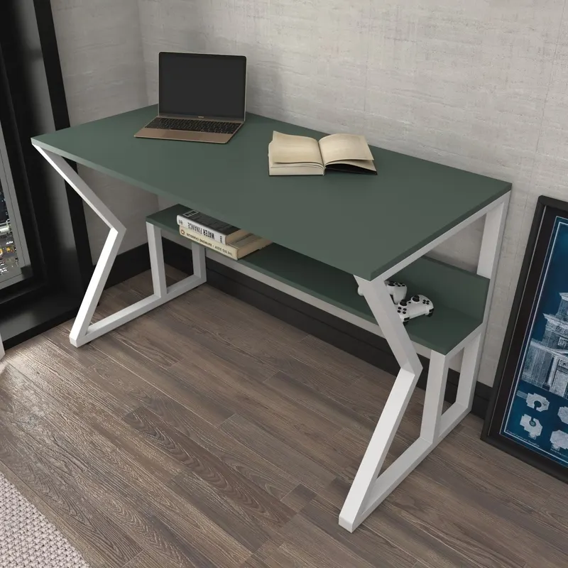 Birou Wake, Verde - Alb, 120x60x73 cm - Verde - Alb