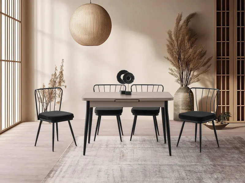 Masă dining extensibilă Ay - 1185, Moca deschis, 120x70x75 cm - Maro
