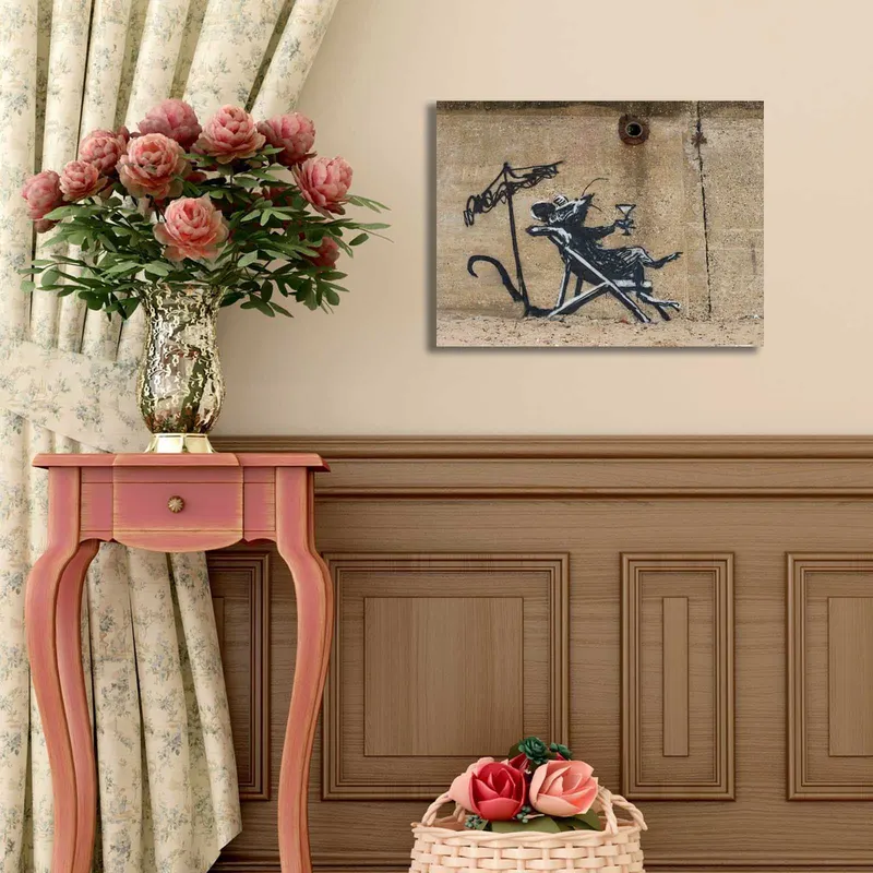 Tablou canvas 3040BANKSY001, Multicolor, 30x40x3 cm - Multicolor