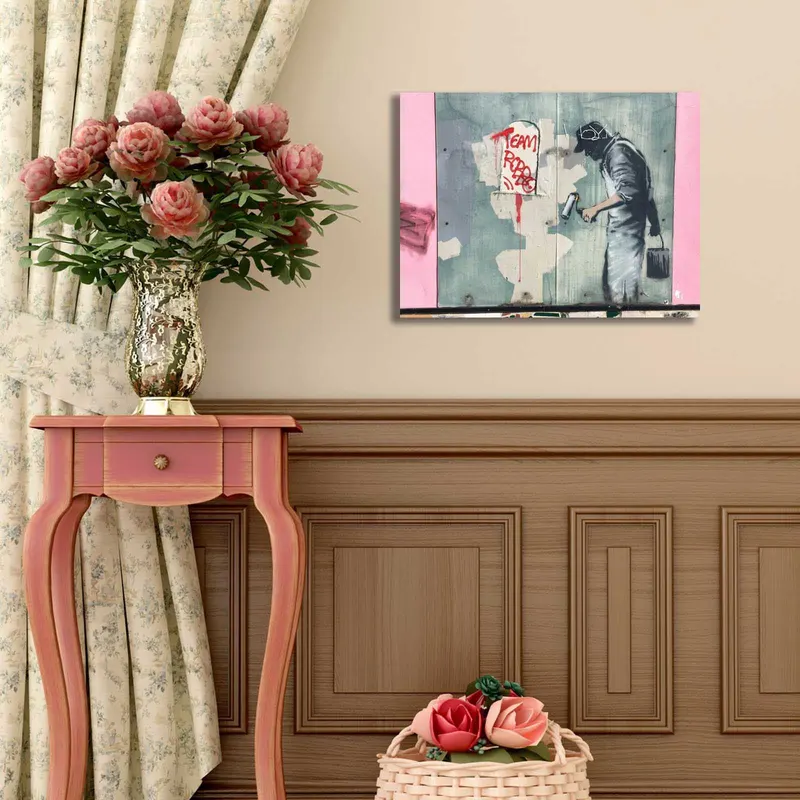 Tablou canvas 3040BANKSY002, Multicolor, 30x40x3 cm - Multicolor