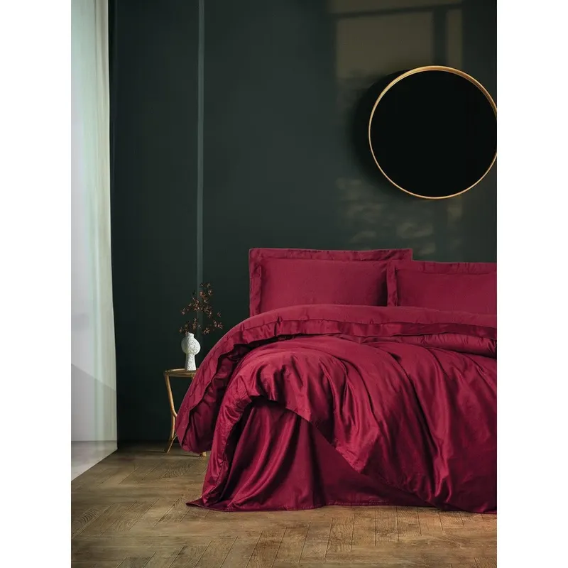 Set cuverturi duble din satin - Rosu