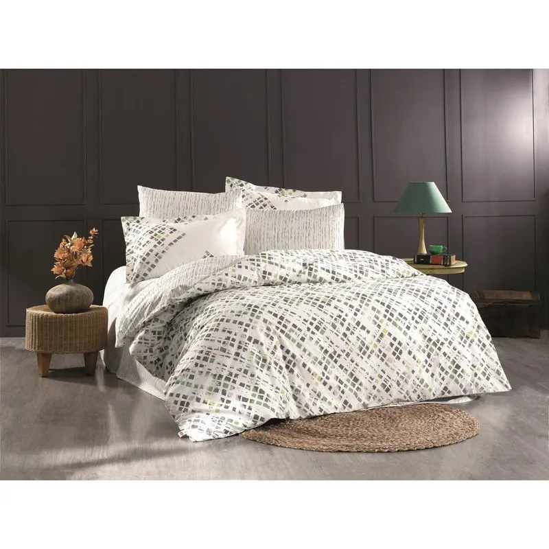 Set Lenjerie de pat double, Verde, 200x220 cm - Verde