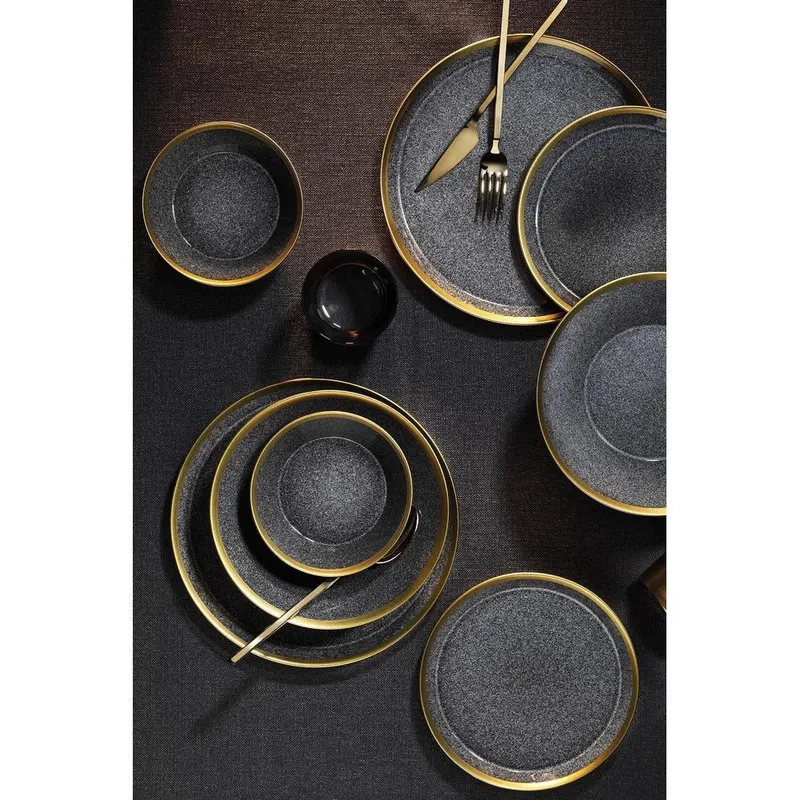 Set de cină, Negru, 25x25 cm - Negru