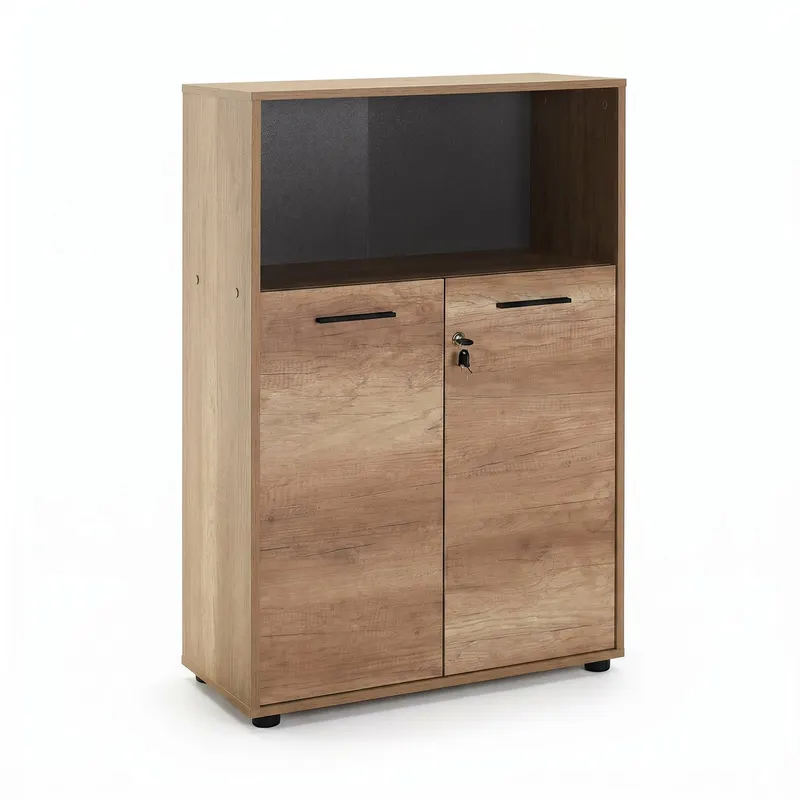 Biblioteca NKT-532-TT-1 Home Collection® New York, 2 usi cu cheie, 3 rafturi, Natur - Sonoma, 72x110x34 cm - Sonoma