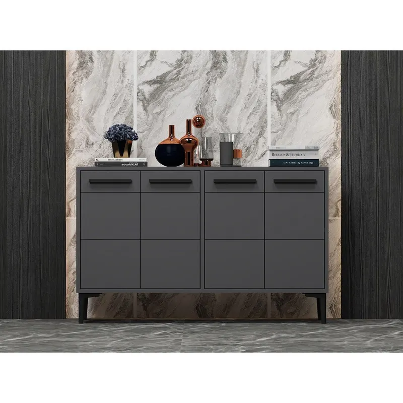 Comoda TV Stria - Anthracite, Gri, 75x30x120 cm - Gri