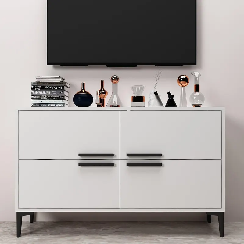 Comoda TV Ctn - White, Alb, 75x30x120 cm - Alb