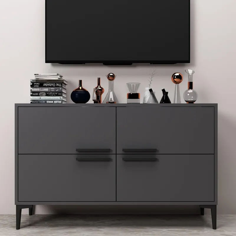 Comoda TV Ctn - Anthracite, Gri, 75x30x120 cm - Gri