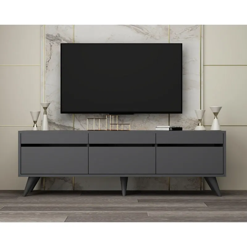 Comoda TV River - Anthracite, Gri, 48x30x150 cm - Gri