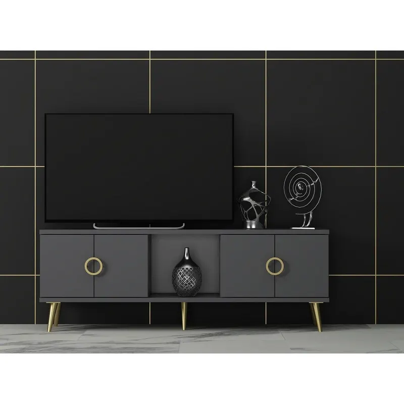 Comoda TV Cey - Anthracite, Gri, 45x30x120 cm - Gri