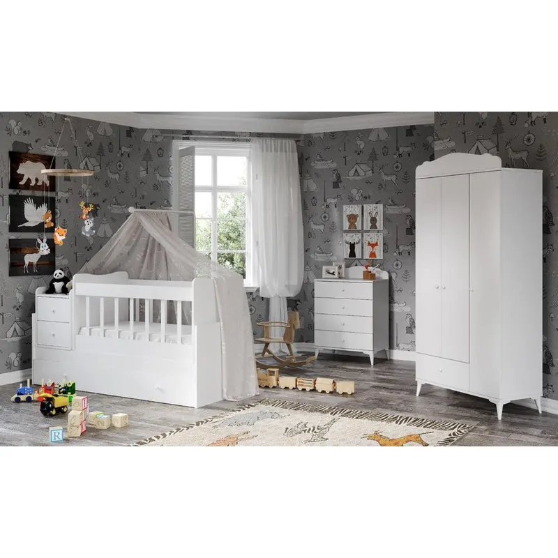 Set de mobilier pentru camera bebelusului Sansa, Alb, 95x67x175 cm - Alb