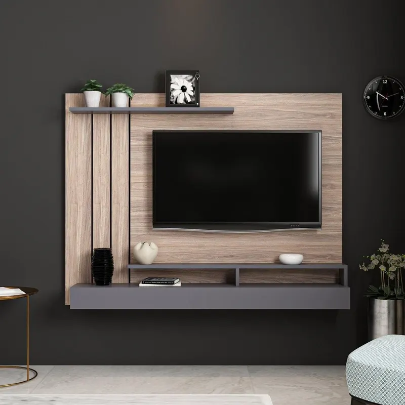 Comoda TV Lawrance, Gri inchis, 157x120x21 cm - Gri