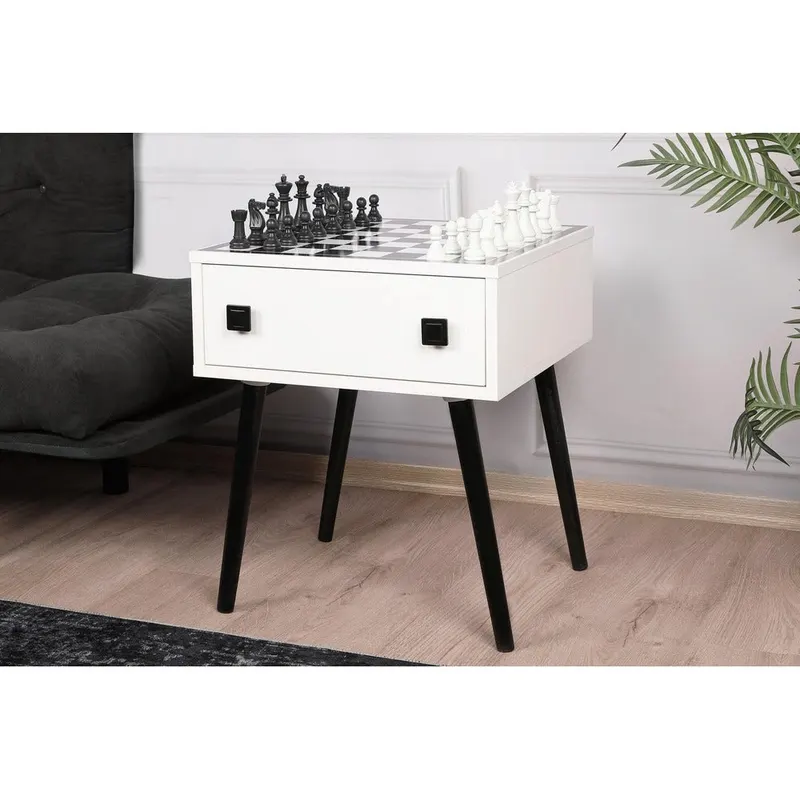 Masuta de cafea cu Design de Masa Sah, White, Alb, 50x60x50 cm - Alb