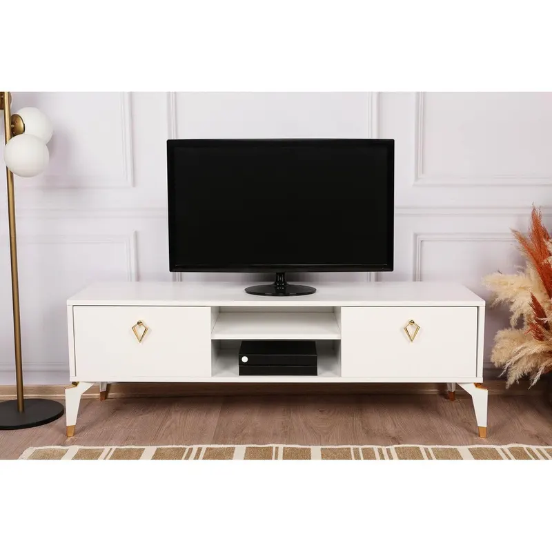Comoda TV Posh, Alb - Maro inchis, 143x47x40 cm - Alb