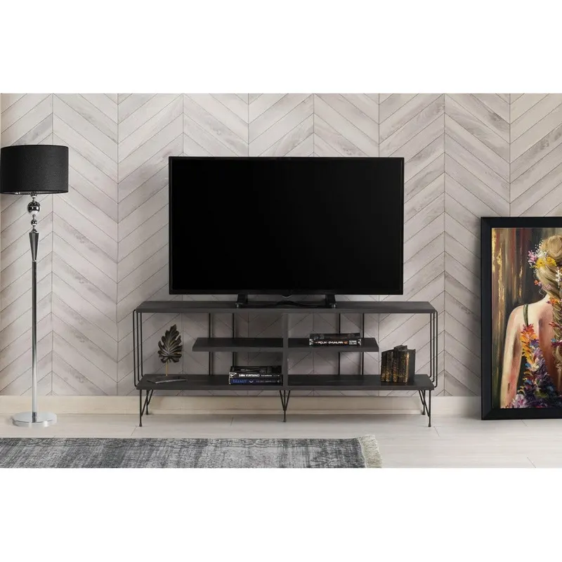 Comoda TV Eze, Crem - Alb - Maro - Gri, 120x45x30 cm - Maro
