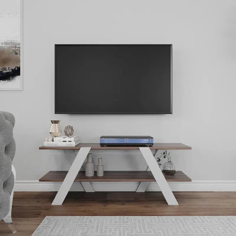 Comoda Tv April, Gri - Alb - Antracit - Nuc (diverse dimensiuni) - Nuc Alb