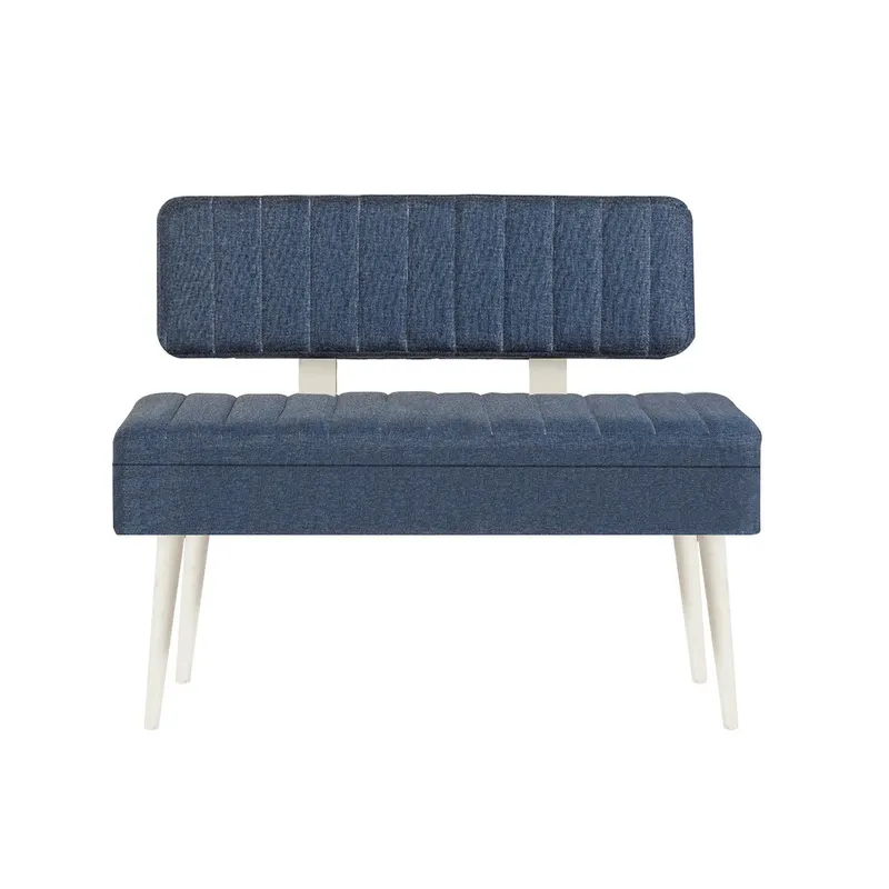 Taburet Banca Bucatarie Bench, 110x40x82.5 cm - Alb Albastru închis