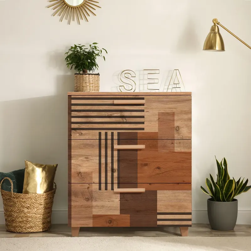 Comoda Leva Gravis Colorblock Dresser, Stejar, 43x95x80 cm - Stejar