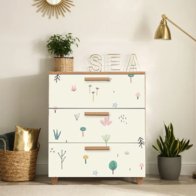 Comoda Leva Gravis Colorblock Dresser, Stejar, 43x95x80 cm - Atlantic Pine White