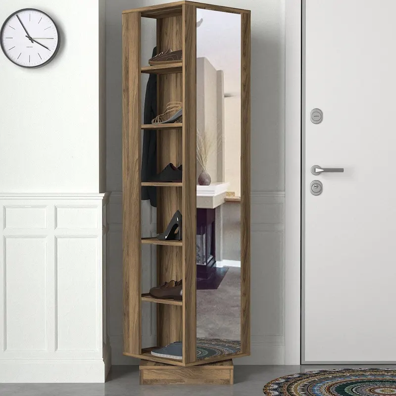 Cuier cu pantofar Roll - Walnut, Nuc, 45x180x45 cm - Nuc