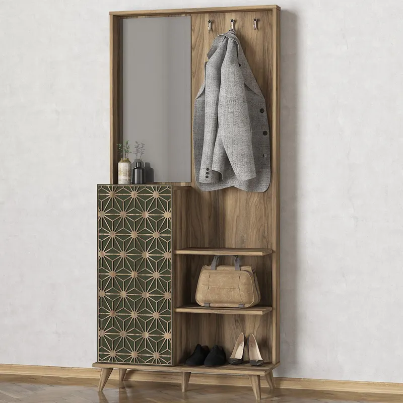 Cuier cu pantofar Tress - Walnut, Nuc, 35x192x89 cm - Nuc