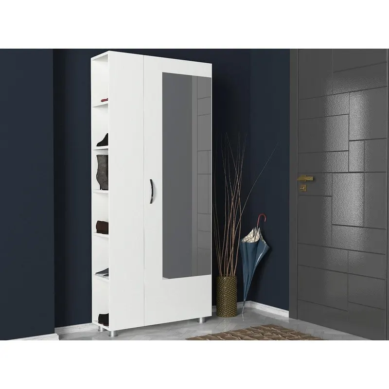Cuier cu pantofar Meyra, Alb, 80x185x29 cm - Alb