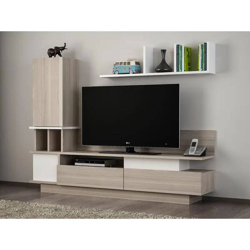 Comoda Tv Como - White, Cordoba, Alb, 118.5x31.5x17 cm - Stejar