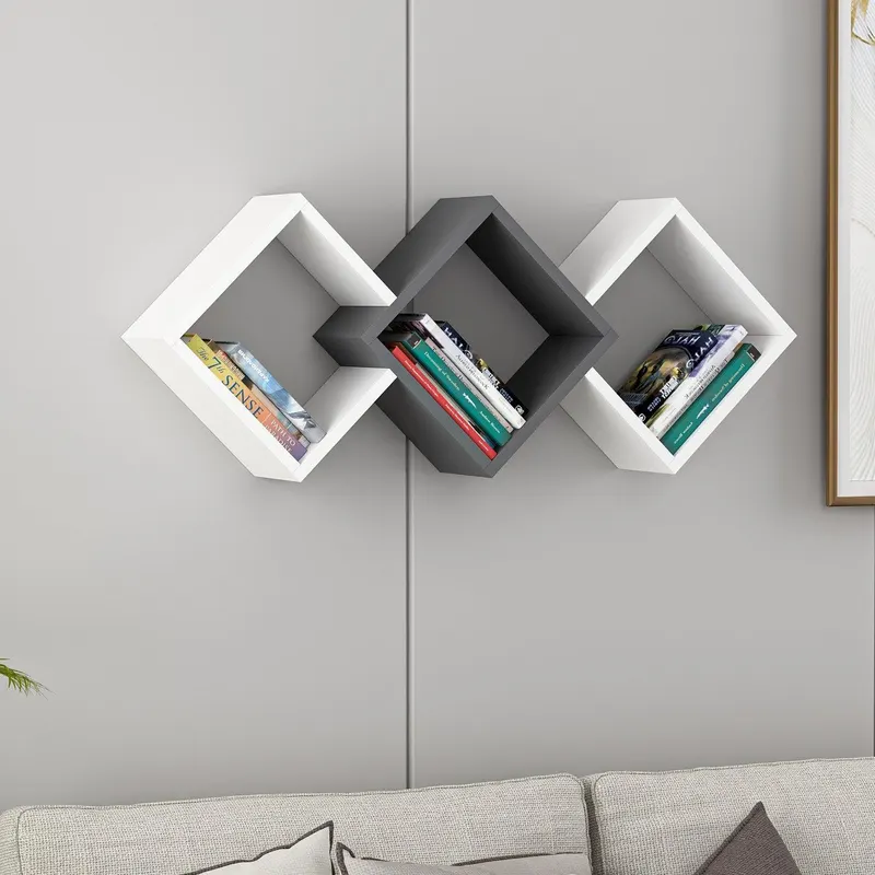 Raft de perete Galaxy Wall Shelf, Gri, 102x42x20 cm - Antracit alb