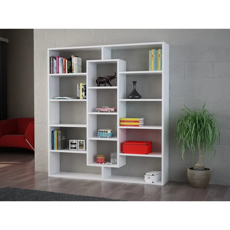 Biblioteca Ample, Alb - Maro, 125x136x22 cm - Alb