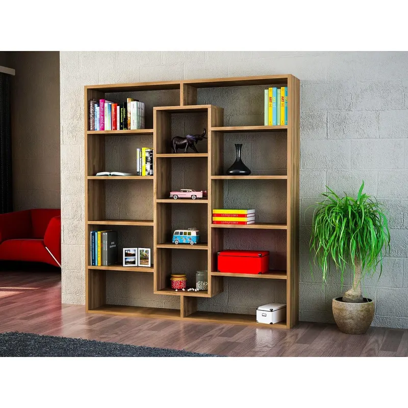 Biblioteca Ample, Alb - Maro, 125x136x22 cm - Maro