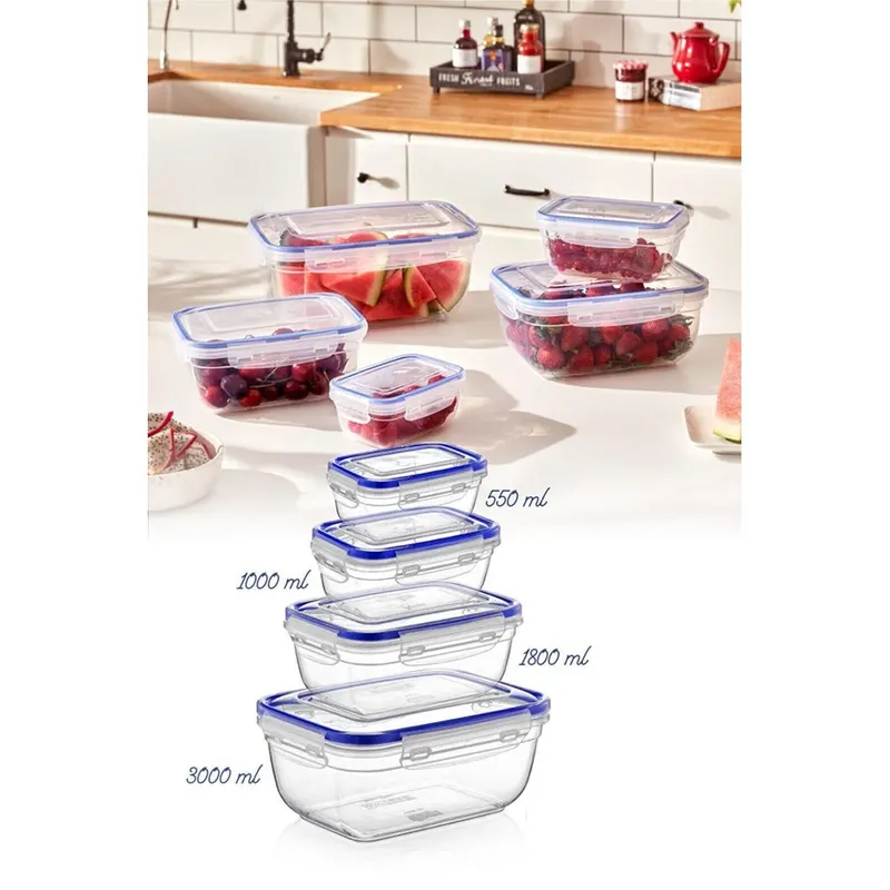 Set cutie de depozitare, Transparent, Multicolor, 23x13x17.2 cm - Multicolor