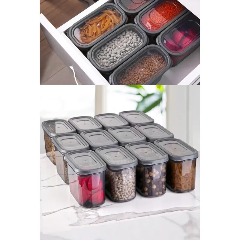 Set cutie de depozitare, Gri, 9x17x10 cm - Gri