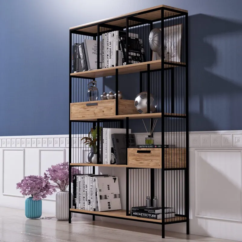 Biblioteca Sultan, 4 Rafturi Larg, Maro, 120x180x30 cm - Maro