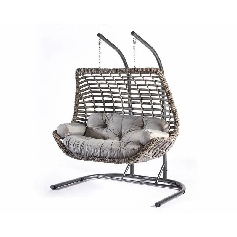 Balansoar de gradina Lux Rattan cu 2 locuri Arkadas, Gri, 173x214x120 cm - Gri