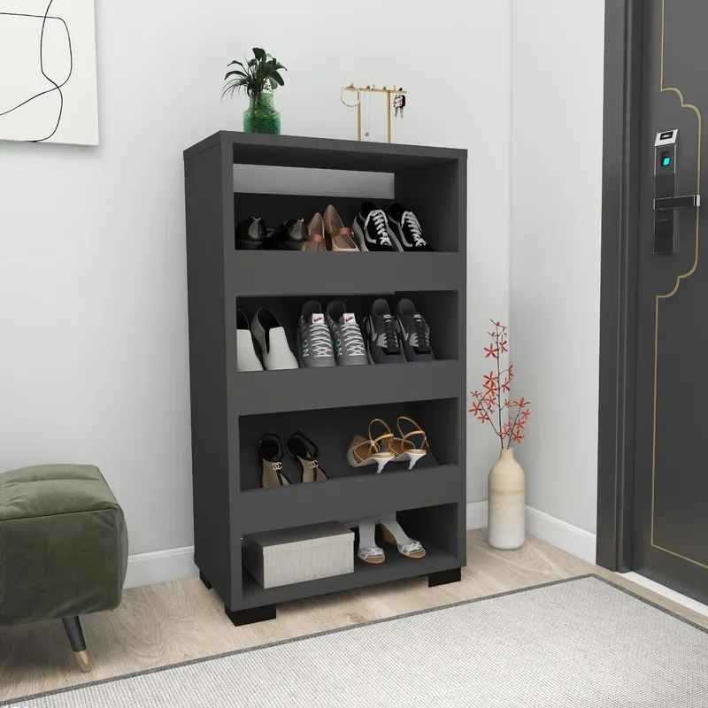 Pantofar Nasem Large, 4 Compartimente, 45x82x28 cm - Gri