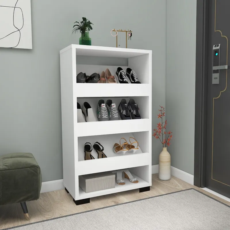 Pantofar Nasem Large, 4 Compartimente, 45x82x28 cm - Alb