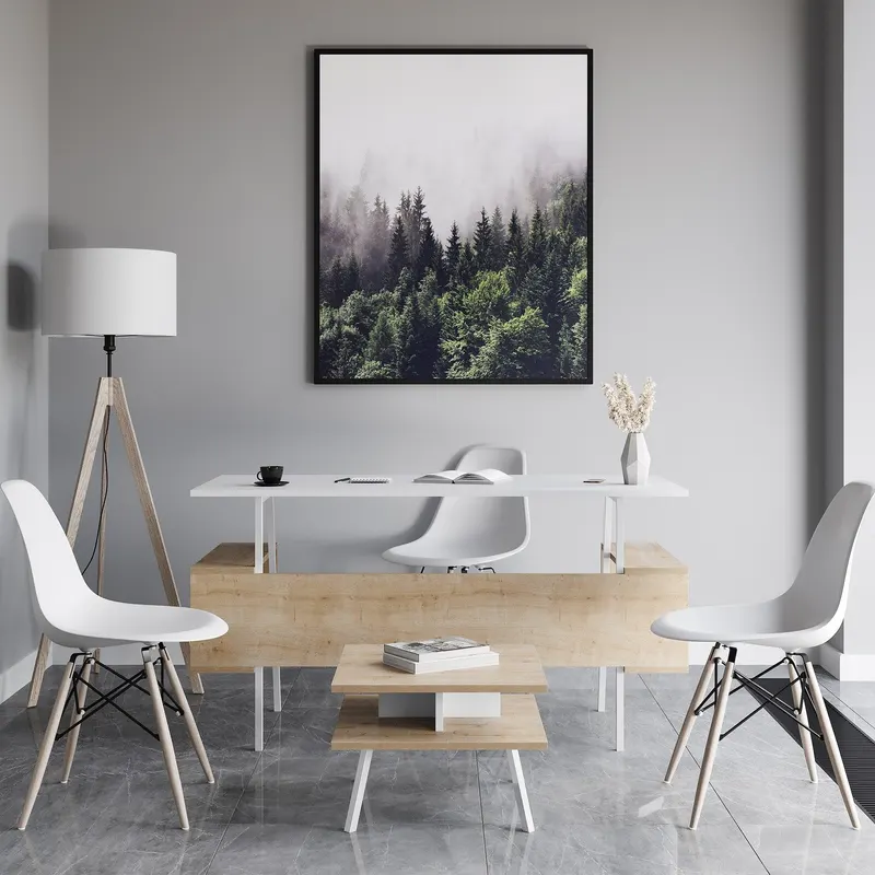 Set De Mobilier De Birou Irony Maxi Set 2 piese, Bej - Maro, 140x74x60 cm - Bej