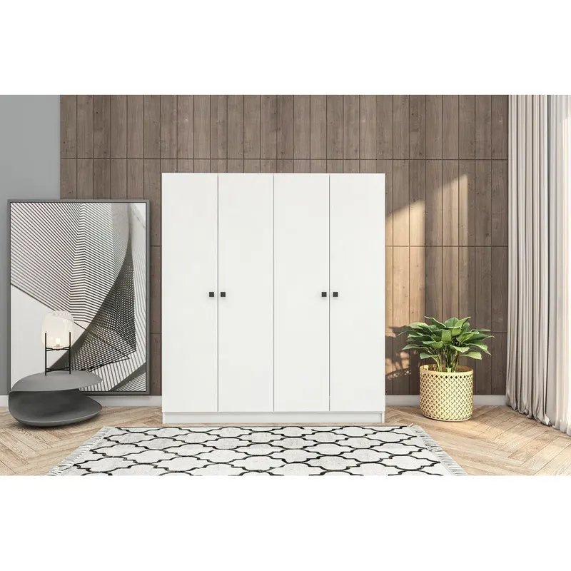 Dulap de Haine cu 6 Usi si 13 Rafturi, Alb, 120x170x41 cm - Alb