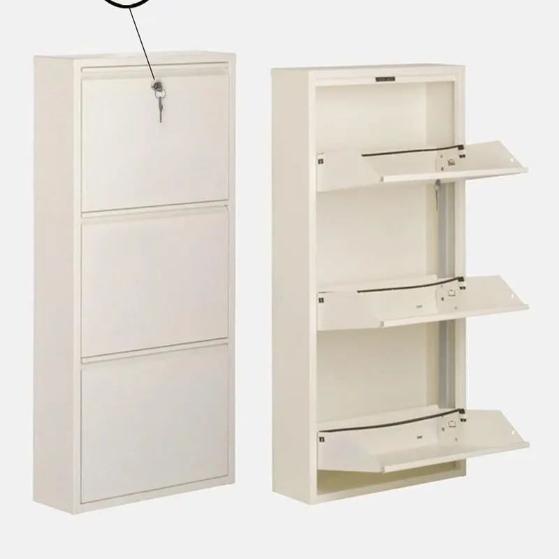 Pantofar Miko, 3 Compartimente cu Cheie, 50x103x15 cm - Alb
