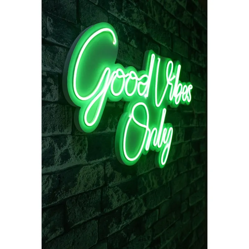Lampa Neon Good Vibes Only 2, 37x62 cm - Verde