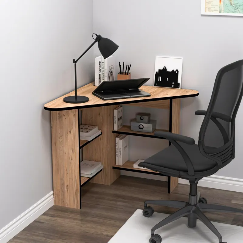 Birou Colt Bellingham cu Rafturi, Design Ergonomic, 80x74x80 cm - Stejar