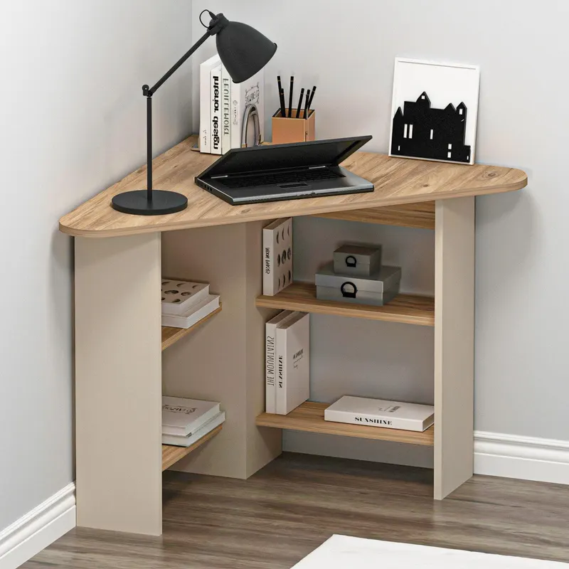 Birou Colt Bellingham cu Rafturi, Design Ergonomic, 80x74x80 cm - Multicolor