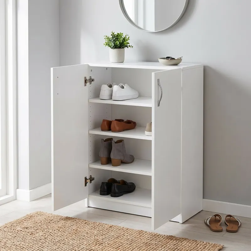 Pantofar A2620 Home Collection® Double, 2 usi, 3 rafturi, capacitate 12-16 perechi, Alb, 70x90x33 cm - Alb