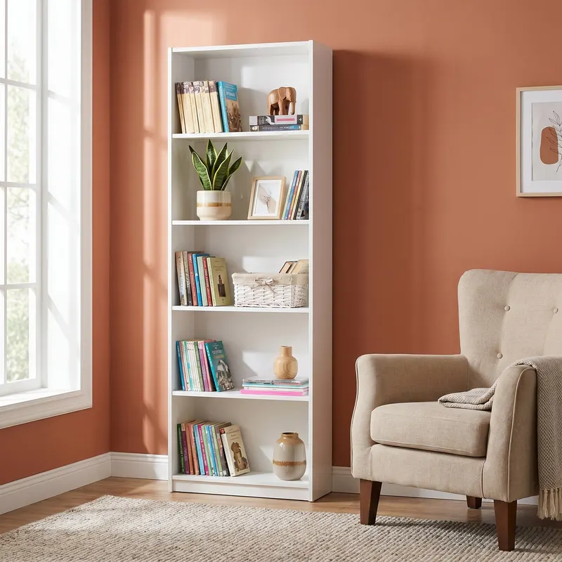 Biblioteca A1205 Home Collection® Libra, 5 rafturi, Alb, 56x170x20 cm - Alb