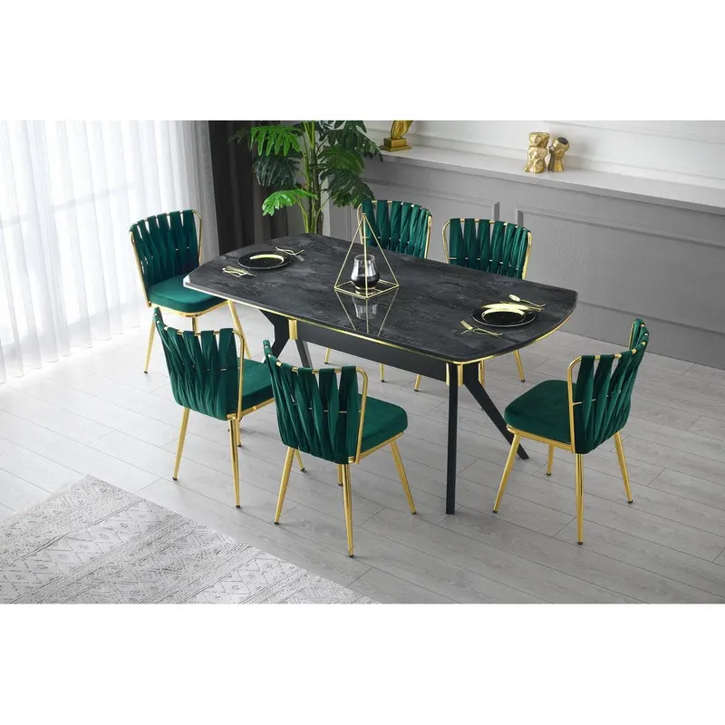 Masa Bucatarie Efor, Negru, 180x90x77 cm - Multicolor