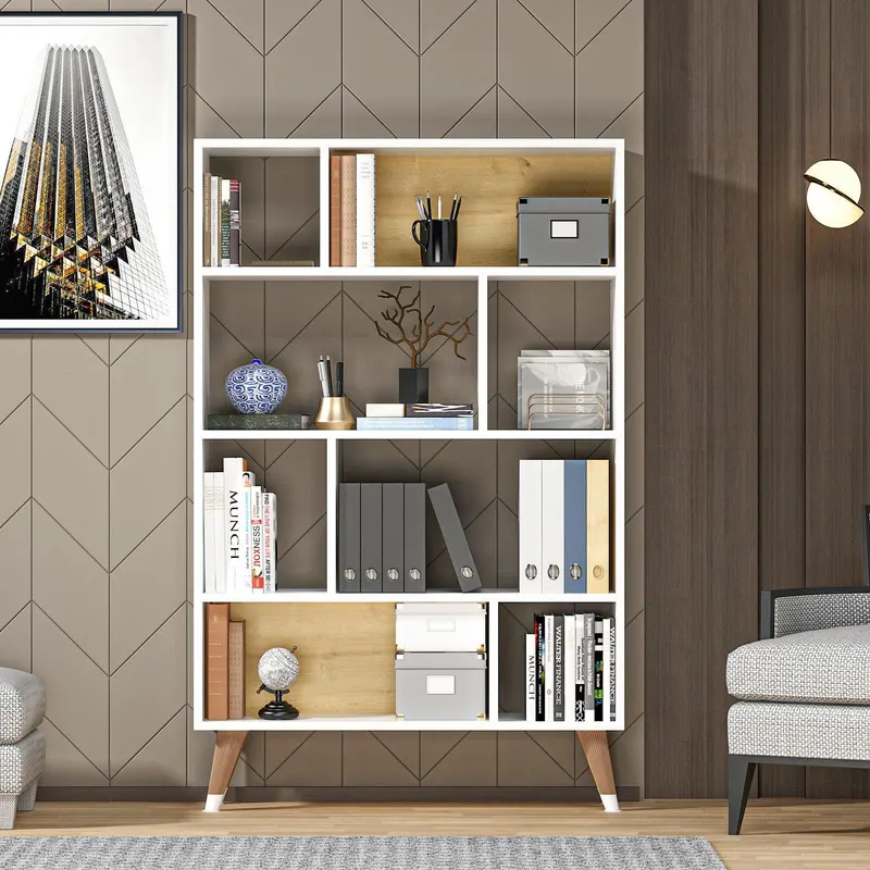 Biblioteca Harby cu Rafturi, Alb, 90x25x139 cm - Alb
