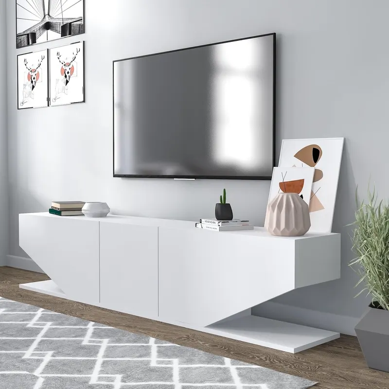 Comoda TV Cinera, Alb, 180x40x30 cm - Alb