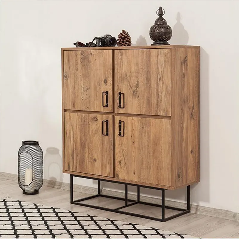 Dulap Multifunctional QuantumSolo cu 4 usi, Stejar, 93x115x36 cm - Stejar