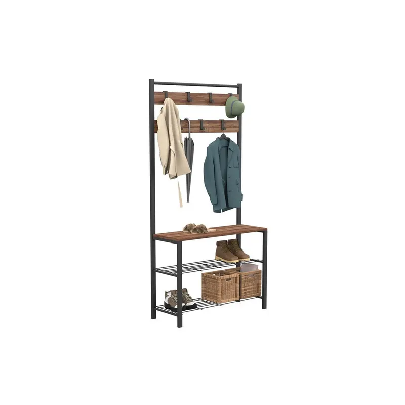 Cuier Tifo cadru metal, Negru, 86x172x30 cm - Negru