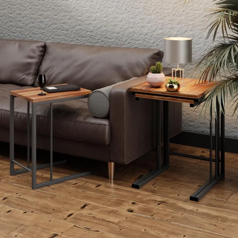 Set Masuta Cafea 3 buc Paks, Negru, 44x55x40 cm - Negru